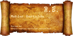 Mehler Bertolda névjegykártya